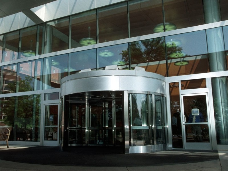 A revolving door.