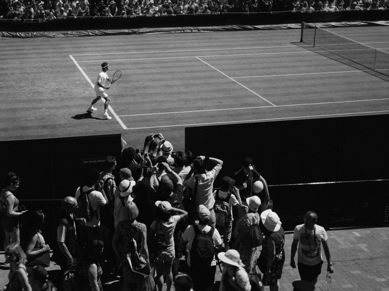 Black and white photo from Wimbledon in London in 2018