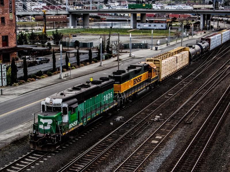 An above-angle image of a train
