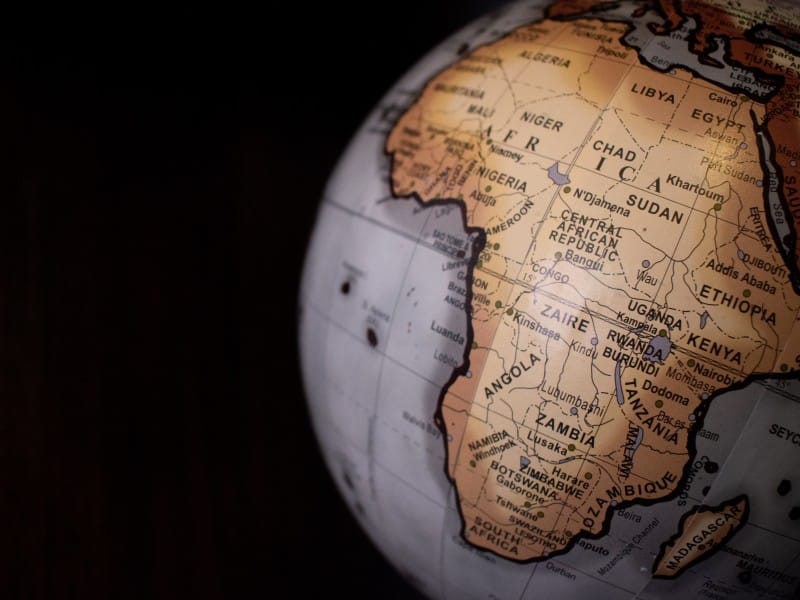A photo of Africa on a globe map.
