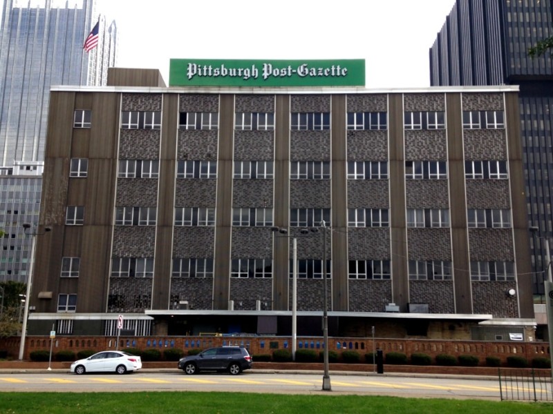 The four-story Pittsburgh Post-Gazette building.