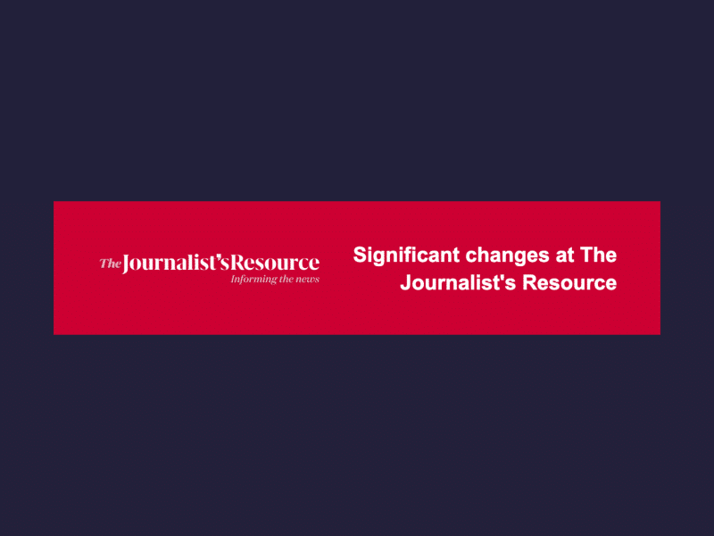 A screenshot of the header of Feb. 11's The Journalist's Resource weekly newsletter. Next to the project's logo reads the headline: Significant changes coming to The Journalist's Resource